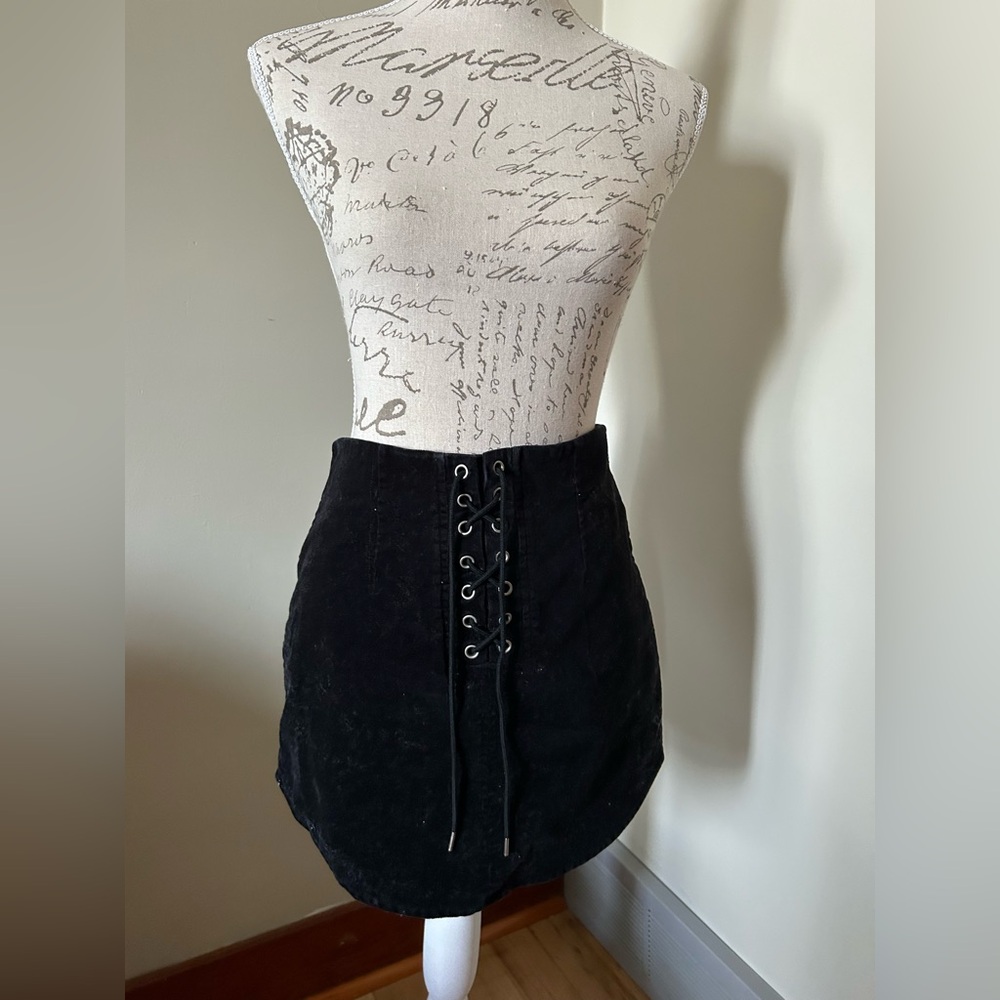 Forever 21 Black Lace-Up Mini Skirt